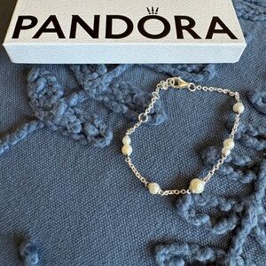 Pandora - New freshwater, cultured, pearl chain bracelet, sterling silver